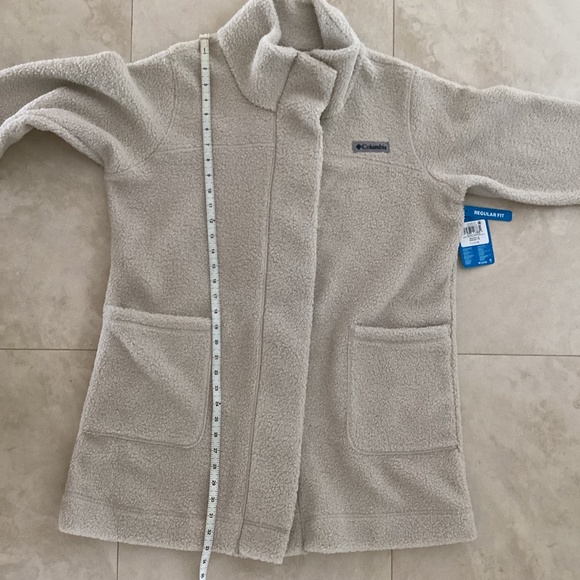Women's Columbia Panorama Sherpa Long Jacket Coat Cream/Oatmeal/Dark Stone 1X - Picture 14 of 16